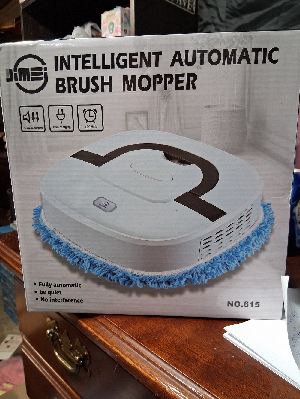 INTELLIGENT AUTOMATIC BRUSH MOPPER - White with Blue Mop